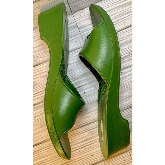 Oka B Slide slip on open toe heels in army green - Picture 9 of 9